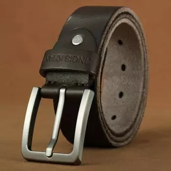Мужской ремень из натуральной кожи с пряжкой из натуральной коровьей кожи первого слоя, повседневный ремень ручной работы в стиле ретро для мужчин из коровьей кожи 105cm