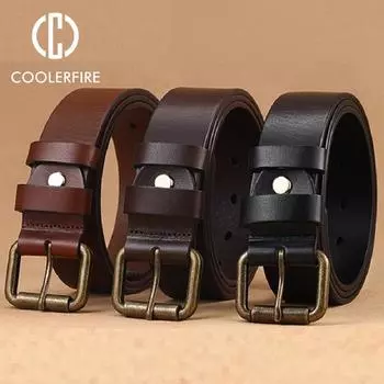 Мужской ремень из натуральной кожи, винтажный ковбойский ремень для джинсов, мужской брючный ремень, мужские ремни, коричневый пояс, Homme, коричневый ремень DT161 105CM