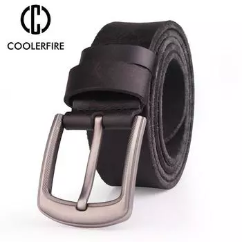 Мужской ремень из натуральной яловой кожи с высококачественной пряжкой из цинкового сплава для мужчин 100cm чёрный
