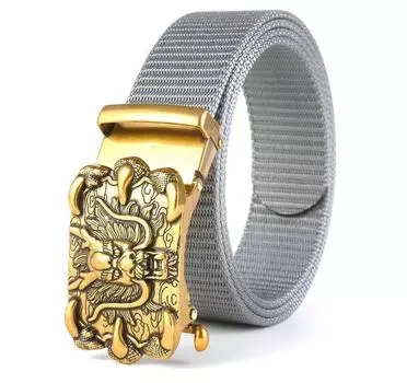 Мужской ремень из нейлона, деловой ремень с автоматической пряжкой, повседневный ремень из холста с беззубой пряжкой, прочность доставки 125cm серый