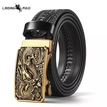 Мужской ремень из сплава с автоматической пряжкой, в этническом стиле, повседневный, с доминирующей личностью, с резным узором феникса 120cm