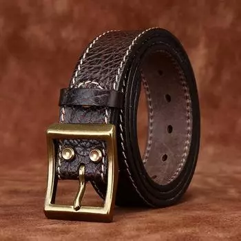 Мужской ремень из толстой натуральной кожи в стиле ретро с грубым зернением, первый слой из коровьей кожи, грубый индивидуальный ремень с тиснением Tough Guy 100cm