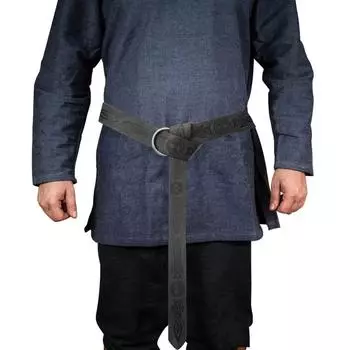 Мужской ремень Knight Belt из тисненой искусственной кожи с уплотнительным кольцом One Size чёрный
