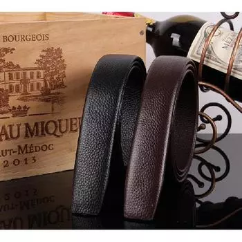 Мужской ремень Mary с 3,5 шириной первого слоя из воловьей кожи с автоматической пряжкой, мужской ремень без пряжек, с узором личи 110-130CM чёрный