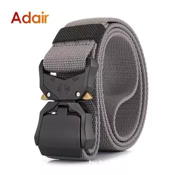 Мужской ремень, модный однотонный тактический мужской эластичный брючный ремень высокого качества, нейлоновый холст, лямка, пояс DT053 105CM серый