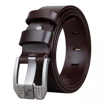 Мужской ремень PULO из спилка, ремень с автоматической пряжкой из натуральной воловьей кожи для молодежи, повседневный индивидуальный корейский вариант трендового брючного ремня 110cm