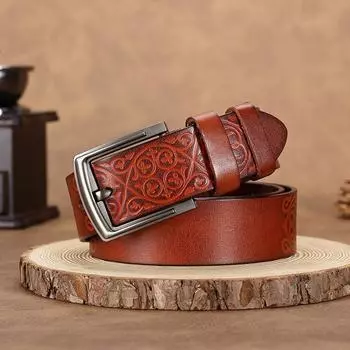 Мужской ремень ручной работы из натуральной коровьей кожи, джинсы первого слоя из натуральной кожи в стиле ретро, повседневный универсальный ремень с пряжкой 105cm-125cm