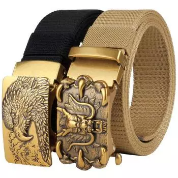 Мужской ремень с автоматической пряжкой, беззубый, деловой, для отдыха, для молодежи, индивидуальный, модный, нейлоновый, холст, универсальный брючный ремень 110cm