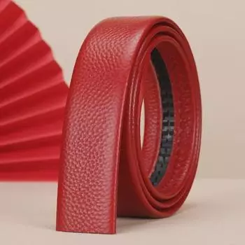 Мужской ремень с автоматической пряжкой красного цвета — стильный, универсальный, самый продаваемый 115 cm