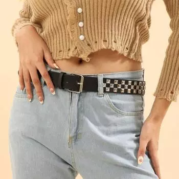 Мужской ремень с квадратной бусиной в виде пирамиды в стиле панк-хип-хоп, регулируемая длина пояса, ремень для джинсов