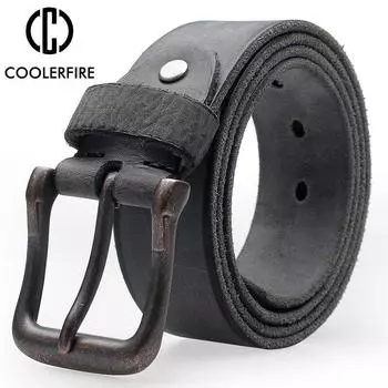 Мужской ремень, старый дизайнер, пряжка в стиле ретро, винтажные мужские ковбойские ремни для мужчин, джинсовый топ из коровьей натуральной кожи, Ceinture, бренд TM071 105CM чёрный/серый