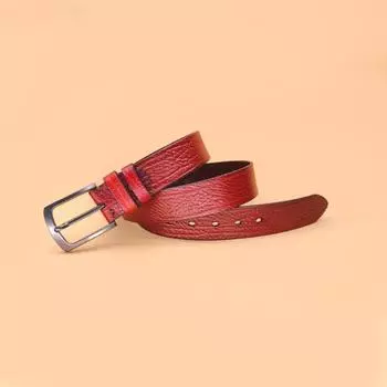 Мужской ремень, тисненый кожаный край, пряжка, ремень 110cm-130cm оранжево-красный