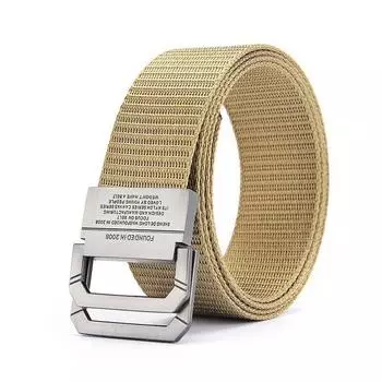 Мужской ремень Trend Double Loop Buckle ремень из холста Женский ремень с брюками-карго Джинсовый ремень Спортивный ремень на открытом воздухе Без перфорации 120cm