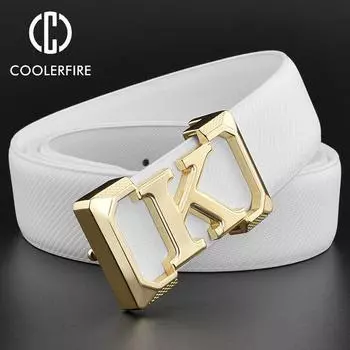 Мужской ремень в деловом стиле, модный дизайн, 2-й слой, натуральная кожа, повседневные брендовые мужские джинсы, черные, белые ремни для мужчин ZD2209 100cm серебряный/белый
