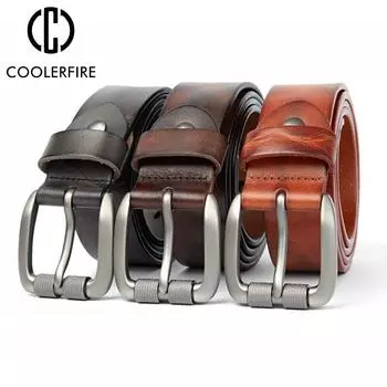 Мужской ремень, винтажный ремень из 100% коровьей кожи с натуральным лицевым покрытием, ремень высшего качества, брендовая пряжка, модный повседневный ремень для джинсов, TM081 China&95CM чёрный