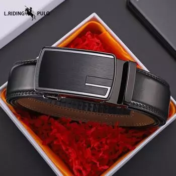 Мужской ремень высокого класса Натуральная кожа Автоматическая пряжка Ремень из коровьей кожи Ремень для молодых мужчин 110cm