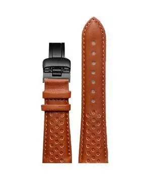 Мужской ремешок для часов из мягкой натуральной кожи диаметром 22 мм 22mm оранжевый