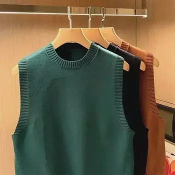 Мужской ретро однотонный жилет без рукавов с круглым вырезом в евро-американском литературном стиле XL