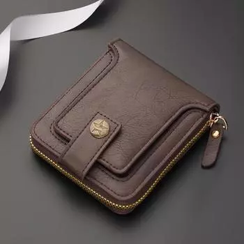 Мужской ретро-простой кошелек из полиэстера с несколькими отделениями для карт на молнии