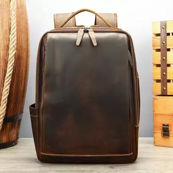 Мужской ретро-рюкзак из натуральной кожи, многофункциональный дорожный кожаный рюкзак для ноутбука