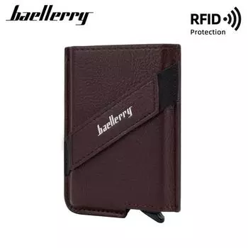 Мужской RFID-кошелек Baellerry, алюминиевый противоугонный мини-держатель для карт, модная сумка для денег, винтажный дизайн, бизнес-кошелек, кошельки 10.5*7.7*1.5cm чёрный