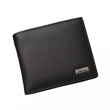 Мужской роскошный кошелек из натуральной кожи с карманом для монет и слотом для кредитных карт, двойной короткий кошелек чёрный