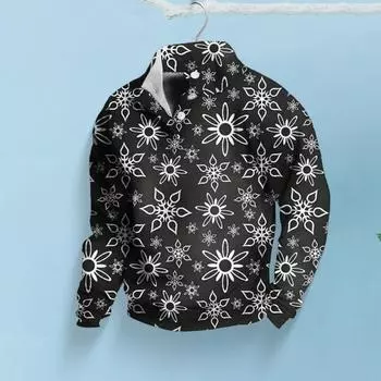 Мужской рождественский топ Yousheng с объемным принтом снежинок, застегивающимся на пуговицы воротником-стойкой, пуловером больших размеров с длинными рукавами и средней длиной, праздничная толстовка для отпуска S