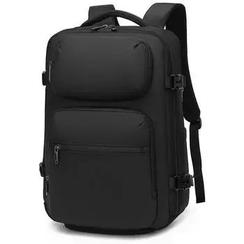 Мужской рюкзак 25 л, водонепроницаемый, подходит для ноутбука 17/17,3 дюйма, большой емкости с карманом для обуви и портом USB для зарядки /отделение для влажной и сухой среды/открытие на 180° чёрный
