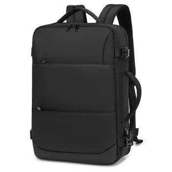 Мужской рюкзак 36 л, расширяемый, большой емкости, подходит для ноутбука 17/17,3 дюйма, с портом зарядки USB, открывается на 180°, влажный/сухой мешок, эквивалентен чемодану 18 дюймов чёрный