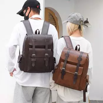 Мужской рюкзак большой емкости, многофункциональный рюкзак из искусственной кожи, дорожная сумка для компьютера, женский рюкзак чёрный