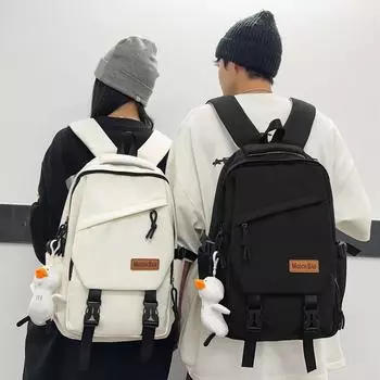 Мужской рюкзак большой емкости, однотонный, в стиле кампуса, школьный рюкзак для студентов, женская дорожная сумка для компьютера чёрный