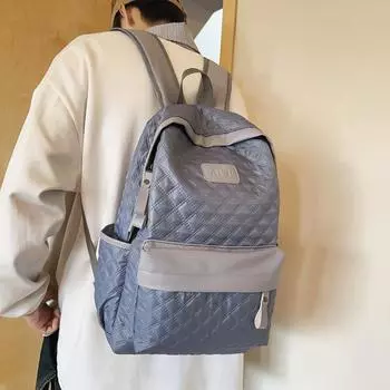 Мужской рюкзак большой емкости, студенческий школьный рюкзак, ромбовидный рюкзак чёрный