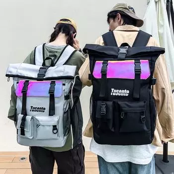 Мужской рюкзак большой емкости, водоотталкивающая школьная сумка для студента, женский рюкзак с буквенным принтом чёрный