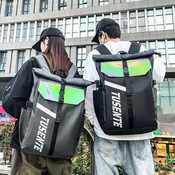 Мужской рюкзак большой вместимости, школьная сумка для школьников, красочный светоотражающий дизайн, дорожный, фитнес, спортивный, многофункциональный рюкзак чёрный