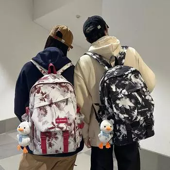 Мужской рюкзак большой вместимости, школьный рюкзак для студента, женский рюкзак с принтом чёрный