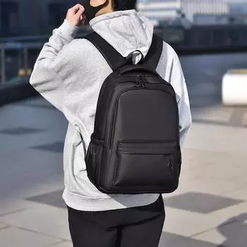 Мужской рюкзак для деловых поездок через границу, среднего размера и для студентов колледжей, вместительный кожаный рюкзак для ноутбука чёрный