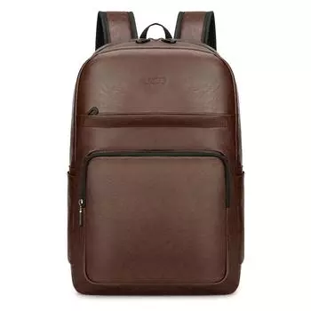 Мужской рюкзак для компьютера 15,6 дюйма, рюкзак из искусственной кожи, школьный рюкзак для школьников коричневый