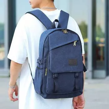 Мужской рюкзак для компьютера, простой модный повседневный рюкзак, школьный рюкзак для школьников, холщовый рюкзак для путешествий чёрный