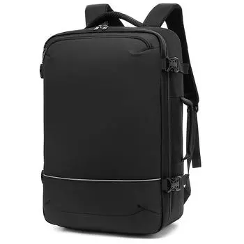 Мужской рюкзак для ноутбука 17/17,3 дюйма, 30 л, большой емкости, черный, водонепроницаемый, с портом зарядки USB, открытие на 180°, эквивалентен чемодану 18 дюймов чёрный