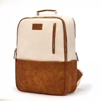 Мужской рюкзак для отдыха и путешествий, сумка из высококачественного ПУ, износостойкая, большой емкости, модная сумка-рюкзак коричневый/белый