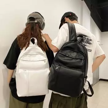 Мужской рюкзак из мягкой кожи большой емкости, дорожный компьютерный школьный рюкзак, женский чёрный