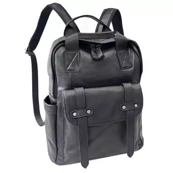 Мужской рюкзак из натуральной кожи, 15-дюймовая деловая сумка, рюкзак для планшетного компьютера, спортивный рюкзак из воловьей кожи чёрный