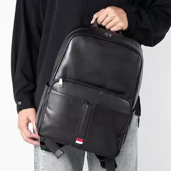 Мужской рюкзак из натуральной кожи, модная сумка, кожаный рюкзак в тон, деловой повседневный рюкзак чёрный
