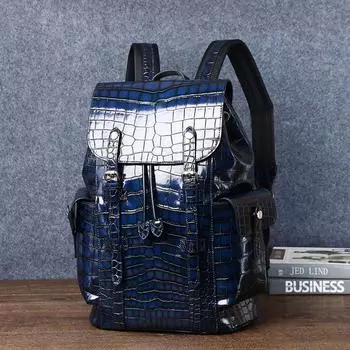 Мужской рюкзак из натуральной кожи с рисунком под крокодила, повседневная дорожная сумка большой вместимости, новая