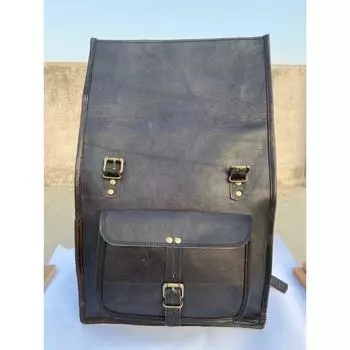 Мужской рюкзак из натуральной кожи, сумка для ноутбука, большой походный, туристический, кемпинговый рюкзак, рулон чёрный