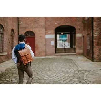 Мужской рюкзак из натуральной кожи, сумка для ноутбука, портфель, коричневый, винтажный 12 X 16 X 6 in коричневый