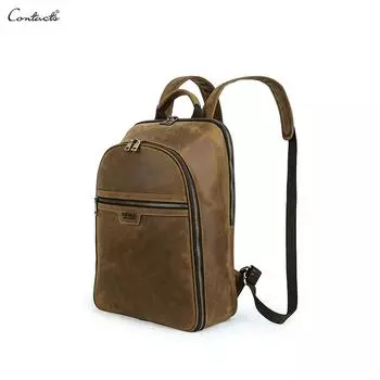 Мужской рюкзак из натуральной кожи, винтажная кожаная сумка Crazy Horse, большая вместительность, дорожный рюкзак для 16-дюймового ноутбука кофейный