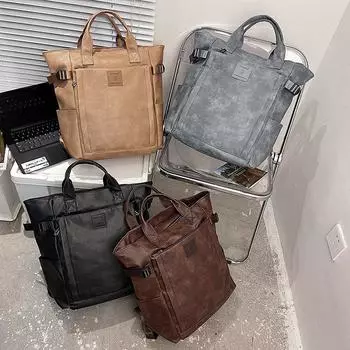 Мужской рюкзак из полиуретана, вместительный рюкзак для путешествий в стиле ретро, многофункциональный ручной школьный ранец для мальчиков и девочек. синий