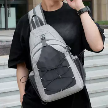 Мужской рюкзак нагрудная сумка повседневная спортивная сумка на плечо для спортзала кемпинга велоспорта серый