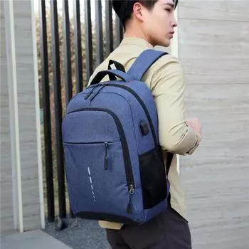 Мужской рюкзак Новый большой вместительный рюкзак из ткани Оксфорд на молнии Рюкзак для ноутбука Высококачественные школьные сумки Подросток Студент колледжа Мужчины Женщины One Size чёрный